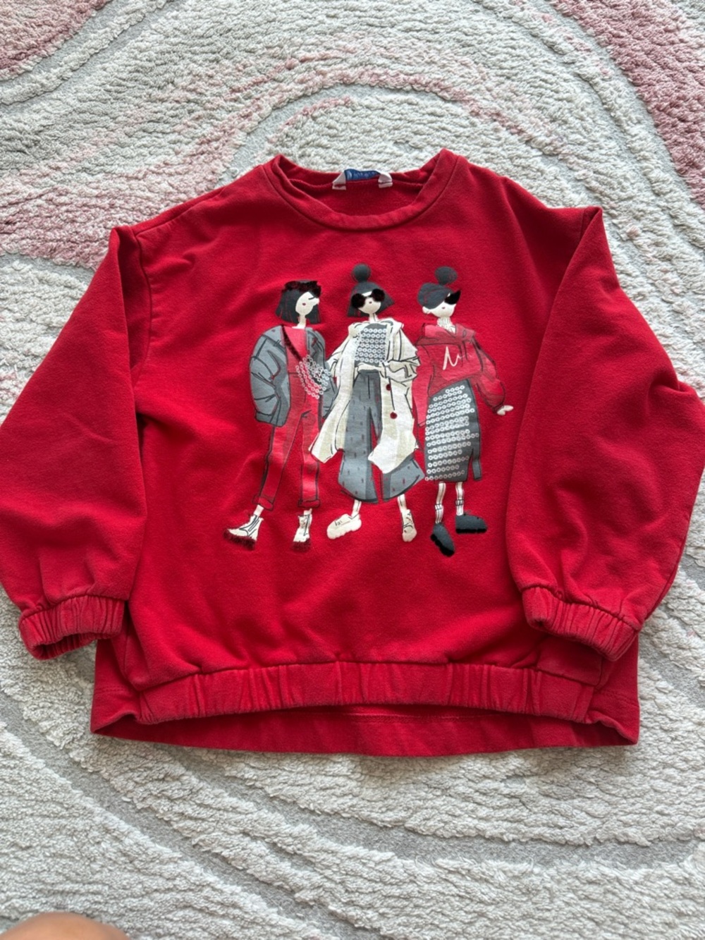Mayoral Red Girls Sweatshirt with Fashion Doll Appliqué